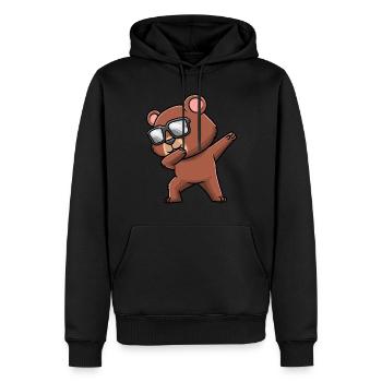 Dabbing Bear avec des lunettes de soleil - Sweat à capuche Premium bio Homme - noir - Devant - Nico (187cm)