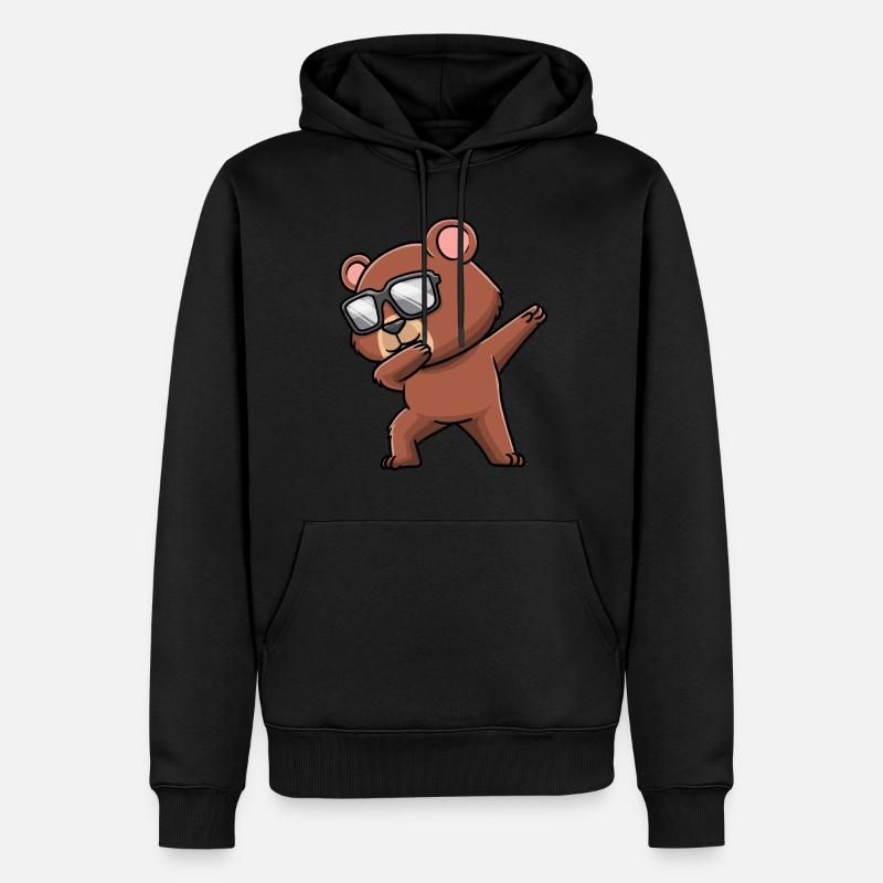 Dabbing Bär Mit Sonnenbrille - Männer Premium Bio Hoodie - Schwarz