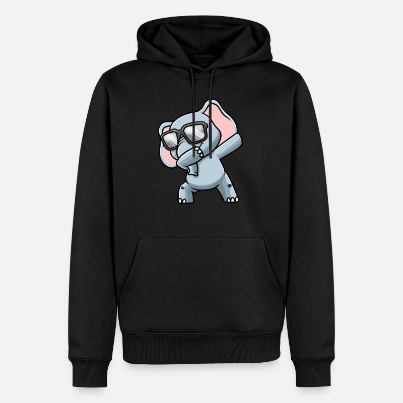 Elefant Mit Sonnenbrille Dabbing - Männer Premium Bio Hoodie - Schwarz