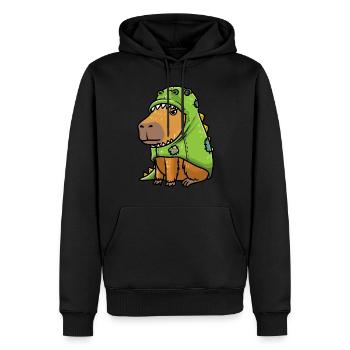 Capybara dans un costume de dinosaure drôle - Sweat à capuche Premium bio Homme - noir - Devant - Nico (187cm)