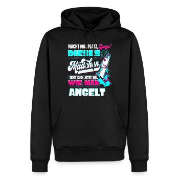 Mädchen Zeigt Jungs Wie Man Angelt Angeln - Männer Premium Bio Hoodie - Schwarz - Vorne - Nico (187cm)