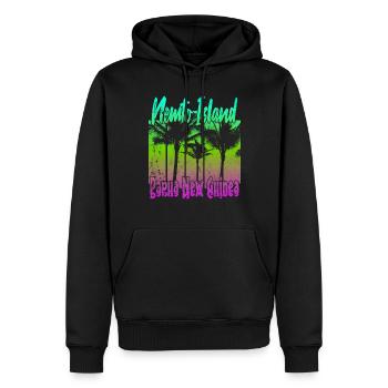 Coucher de soleil vintage sur l’île de Nemto - Sweat à capuche Premium bio Homme - noir - Devant - Nico (187cm)