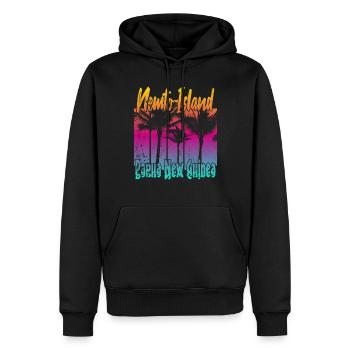 Coucher de soleil vintage sur l’île de Nemto - Sweat à capuche Premium bio Homme - noir - Devant - Nico (187cm)
