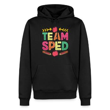 Équipe Éducation de l’enfance en difficulté Éducation de l’enfance en difficulté Enseignante - Sweat à capuche Premium bio Homme - noir - Devant - Nico (187cm)