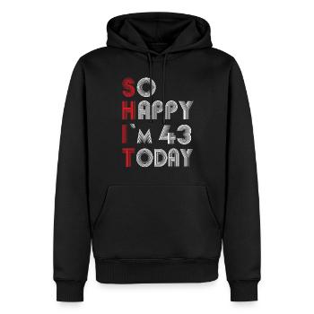 43 ans - Sweat à capuche Premium bio Homme - noir - Devant - Nico (187cm)