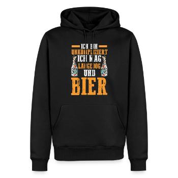 Nordsee Bier Langeoog - Männer Premium Bio Hoodie - Schwarz - Vorne - Nico (187cm)