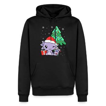 Kawaii Axolotl Arbre de Noël Cadeau de Noël - Sweat à capuche Premium bio Homme - noir - Devant - Nico (187cm)
