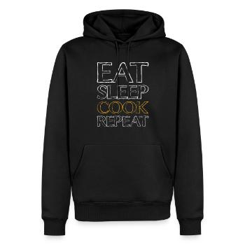 Essen Schlafen Kochen - Männer Premium Bio Hoodie - Schwarz - Vorne - Nico (187cm)