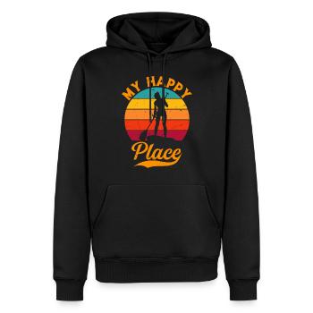 SUP Girl My Happy Place - Water Sports Stand Up Pa - Men’s Premium Organic Hoodie - black - Front - Nico (187cm)