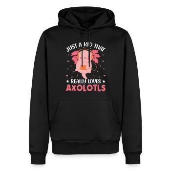 Axolotl Anime Mignon Un seul enfant Kawaii Animal - Sweat à capuche Premium bio Homme - noir - Devant - Nico (187cm)