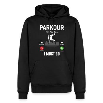 Parkour Free Running Traceur Téléphone - Sweat à capuche Premium bio Homme - noir - Devant - Nico (187cm)