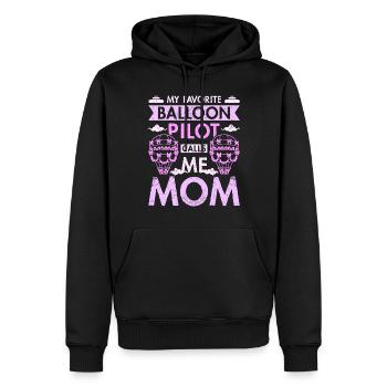Mon pilote de ballon préféré m’appelle maman - Sweat à capuche Premium bio Homme - noir - Devant - Nico (187cm)