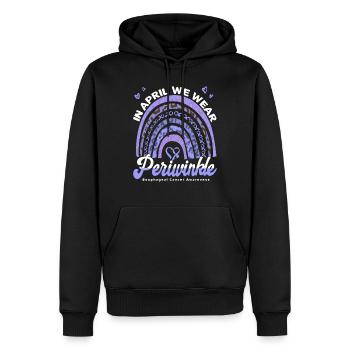 Cancer de l’œsophage du ruban de pervenche en avril - Sweat à capuche Premium bio Homme - noir - Devant - Nico (187cm)