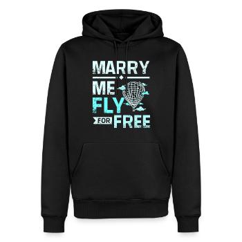 Marry me fly for free hot air balloon pilot - Männer Premium Bio Hoodie - Schwarz - Vorne - Nico (187cm)