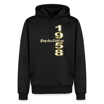 GEBURTSTAG JAHRESZAHL 1958 - Männer Premium Bio Hoodie - Schwarz - Vorne - Nico (187cm)