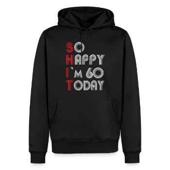 60e anniversaire - Sweat à capuche Premium bio Homme - noir - Devant - Nico (187cm)