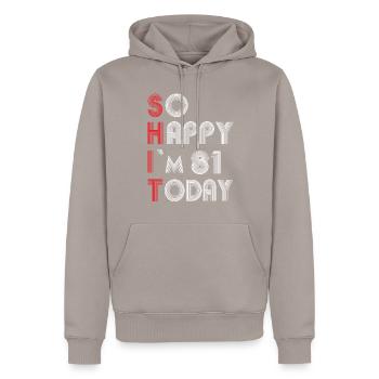 81 Geburtstag - Männer Premium Bio Hoodie - Taupe - Vorne - Nico (187cm)