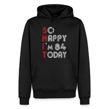 84 ans - Sweat à capuche Premium bio Homme - noir - Devant - Nico (187cm)