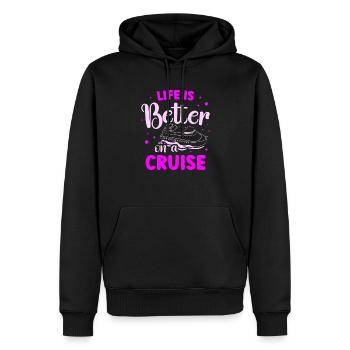 Das Leben Ist Besser Auf Einer Bootsfahrt Auf - Männer Premium Bio Hoodie - Schwarz - Vorne - Nico (187cm)