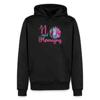 Meerjungfrau 11. Geburtstag mermazing 11 Jahre Alt - Männer Premium Bio Hoodie - Schwarz - Vorne - Nico (187cm)