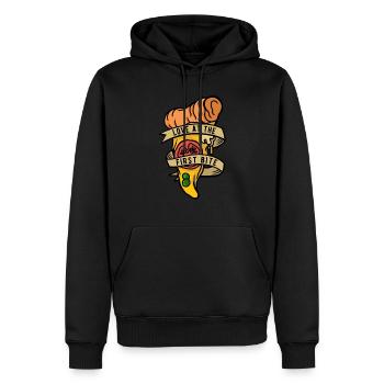 Pizza boulanger Pizzaiolo - Sweat à capuche Premium bio Homme - noir - Devant - Nico (187cm)