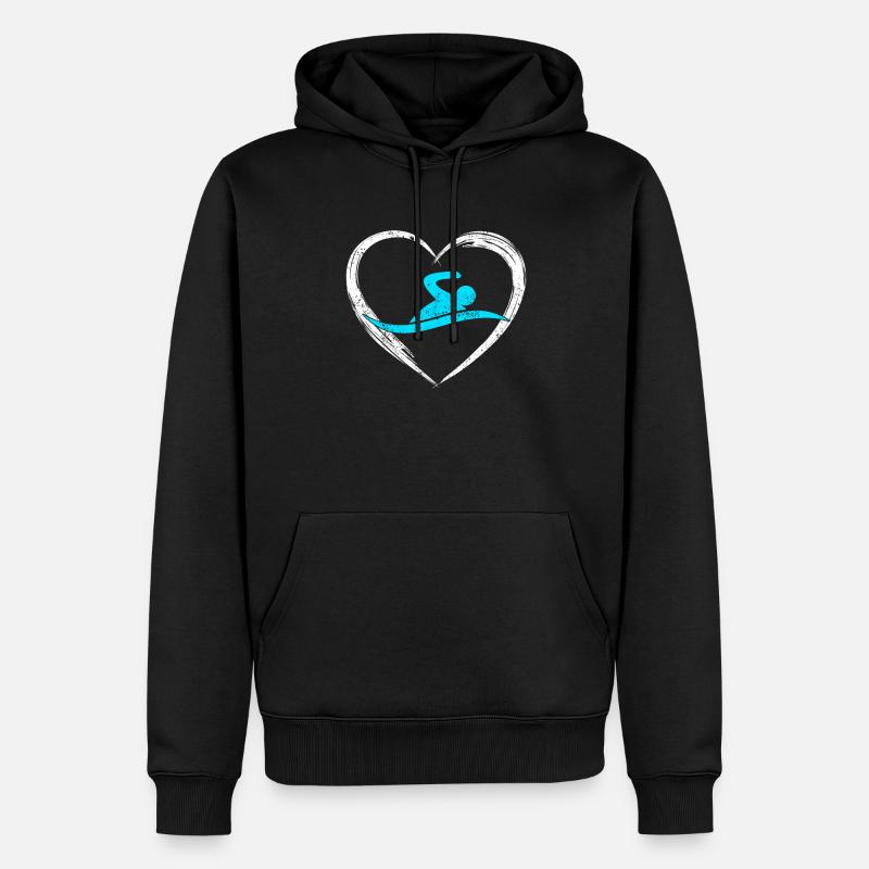 Amour de la natation - Sweat à capuche Premium bio Homme - noir