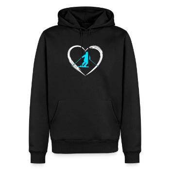 Ski love - Männer Premium Bio Hoodie - Schwarz - Vorne - Nico (187cm)