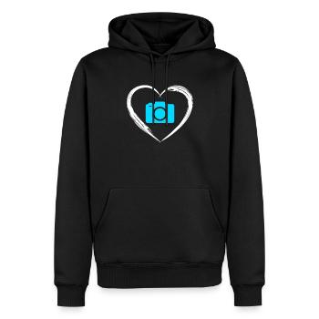 L’amour de la photographie - Sweat à capuche Premium bio Homme - noir - Devant - Nico (187cm)