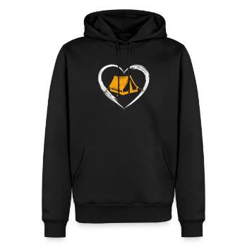 L’amour du camping - Sweat à capuche Premium bio Homme - noir - Devant - Nico (187cm)