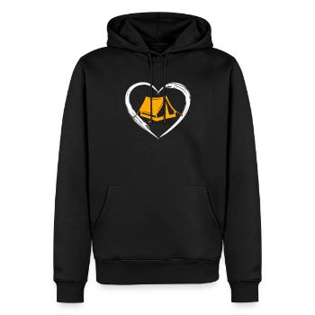 L’amour du camping - Sweat à capuche Premium bio Homme - noir - Devant - Nico (187cm)