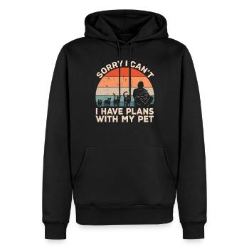 Je ne peux pas avoir de projets avec mon chat - Sweat à capuche Premium bio Homme - noir - Devant - Nico (187cm)