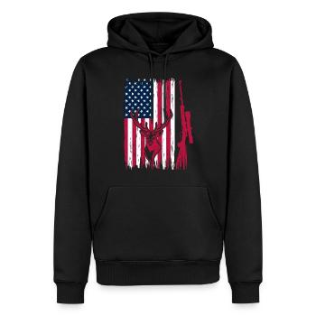 Hunter American Flag Deer Head - Deer Hunting - Männer Premium Bio Hoodie - Schwarz - Vorne - Nico (187cm)
