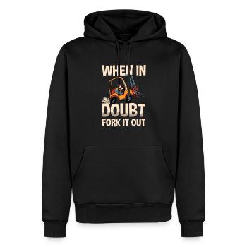 En cas de doute, chariots élévateurs d’entrepôt Fork It Out - Sweat à capuche Premium bio Homme - noir - Devant - Nico (187cm)