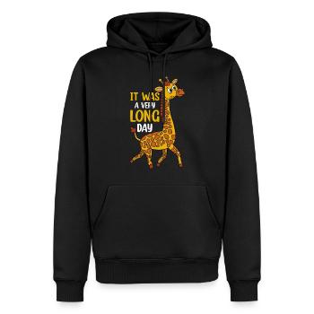 Funny Giraffe Lover - It Was A Very Long Day - Gir - Männer Premium Bio Hoodie - Schwarz - Vorne - Nico (187cm)