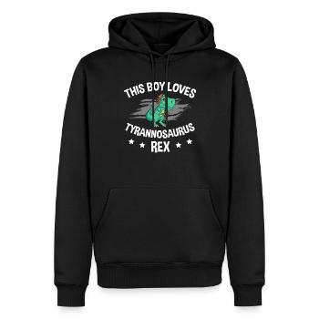 Ce garçon aime le dinosaure tyrannosaure rex - Sweat à capuche Premium bio Homme - noir - Devant - Nico (187cm)
