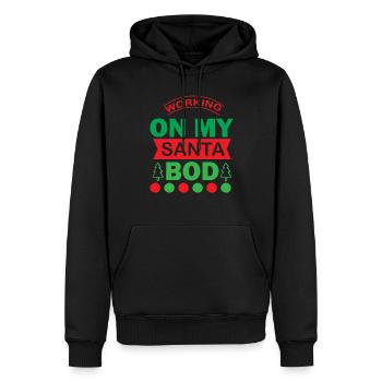Ich arbeite an meinem Weihnachtsmann-Körper - Männer Premium Bio Hoodie - Schwarz - Vorne - Nico (187cm)