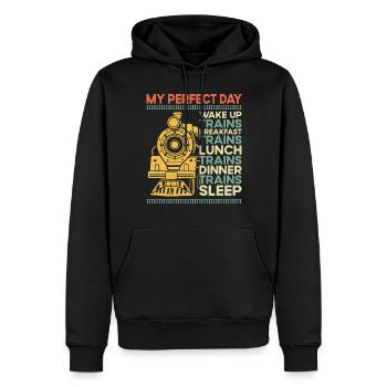 Steam Train Driver Trainspotting - Männer Premium Bio Hoodie - Schwarz - Vorne - Nico (187cm)