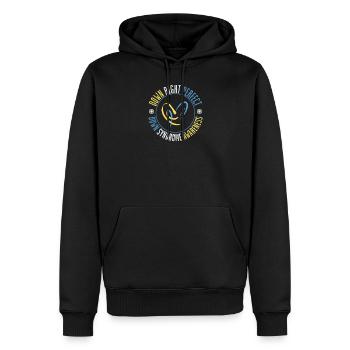 Sensibilisation au syndrome de Down I Ruban jaune bleu T21 - Sweat à capuche Premium bio Homme - noir - Devant - Nico (187cm)