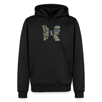 Sensibilisation au syndrome de Down I Ruban jaune bleu T21 - Sweat à capuche Premium bio Homme - noir - Devant - Nico (187cm)