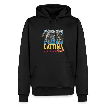 Chat - Cattina Band - Sweat à capuche Premium bio Homme - noir - Devant - Nico (187cm)