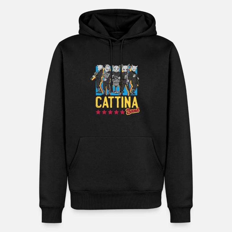 Chat - Cattina Band - Sweat à capuche Premium bio Homme - noir