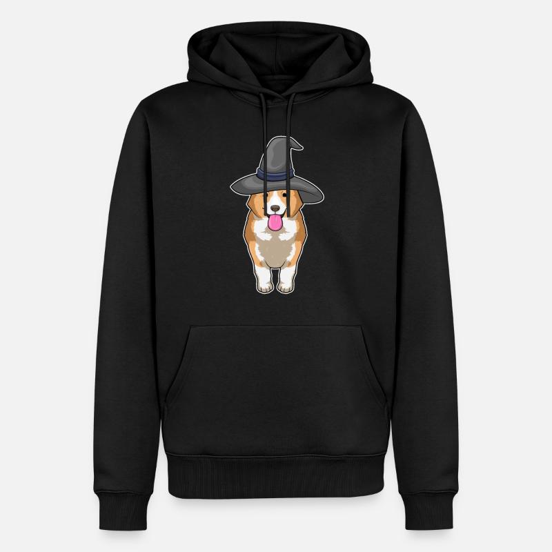 Corgi Hexe - Männer Premium Bio Hoodie - Schwarz