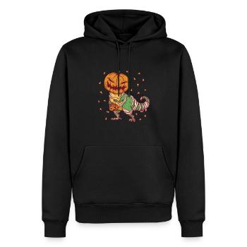 Halloween - Pumpkin Mummy Dinosaur Trex - Premium økologisk hettegenser for menn - svart - Foran - Nico (187cm)