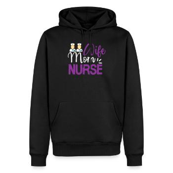 Femme Maman Infirmière - Sweat à capuche Premium bio Homme - noir - Devant - Nico (187cm)