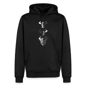 Landwirt Rind Tierkopf Motiv Aufdruck mit Stier - Männer Premium Bio Hoodie - Schwarz - Vorne - Nico (187cm)