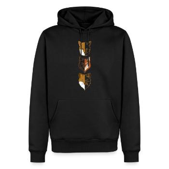 3 Fuchs Waldtier Design mit Tierkopf - Männer Premium Bio Hoodie - Schwarz - Vorne - Nico (187cm)