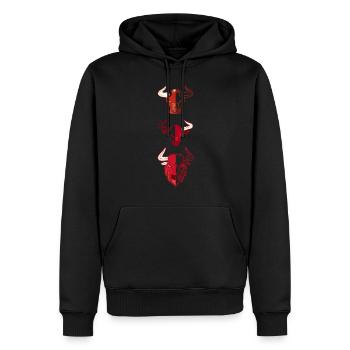 Landwirt Rind Tierkopf Motiv Aufdruck mit Stier - Männer Premium Bio Hoodie - Schwarz - Vorne - Nico (187cm)