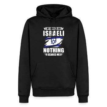 Meine Frau Ist Israeli Nichts Macht Mir Angst - Männer Premium Bio Hoodie - Schwarz - Vorne - Nico (187cm)