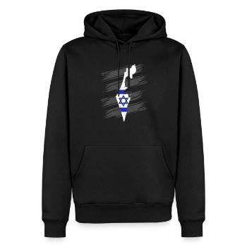 Israël Drapeau Jérusalem Hébreu Vrai Juif - Sweat à capuche Premium bio Homme - noir - Devant - Nico (187cm)