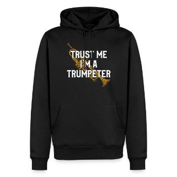 Trumpet Player Vintage Trust Me - Männer Premium Bio Hoodie - Schwarz - Vorne - Nico (187cm)